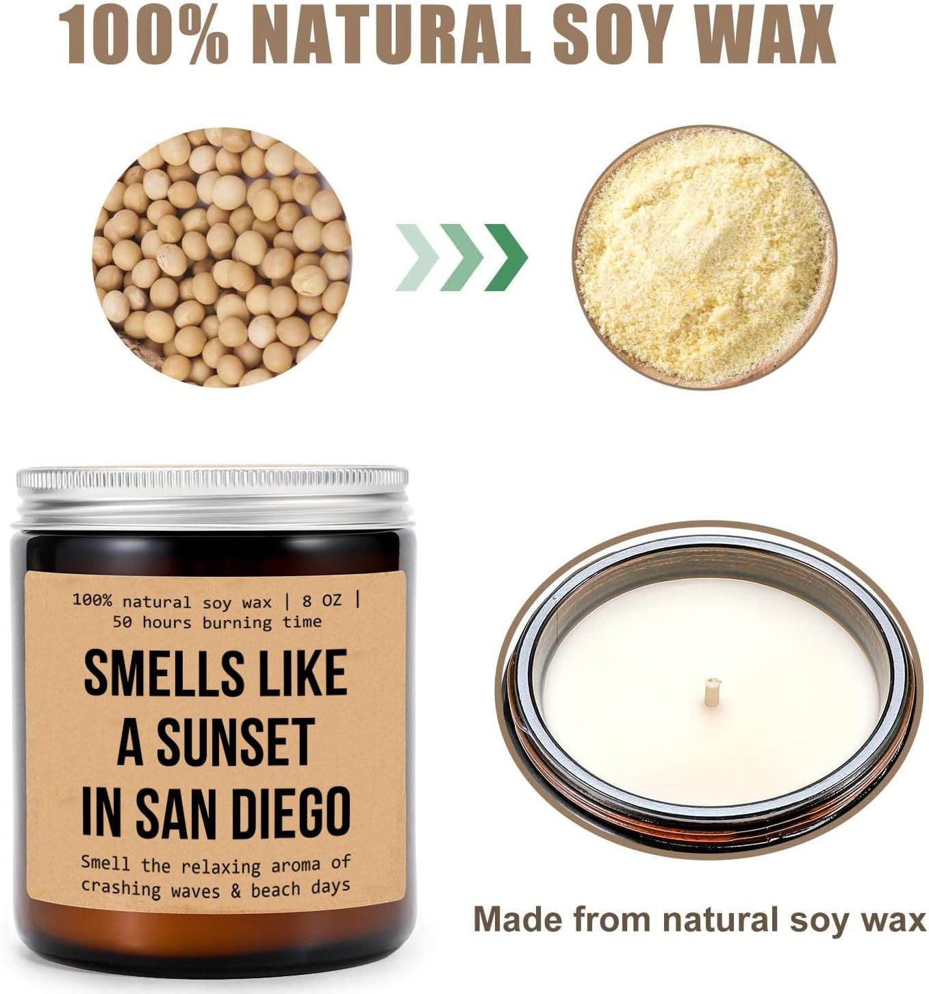 Smells Like A Sunset in San Diego Candle - San Diego Decoration Candle - Moving to San Diego - San Diego Gift - Aromatherapy Glass Candle Jar - Non-Toxic Ingredients, 8oz, Lavender image 3