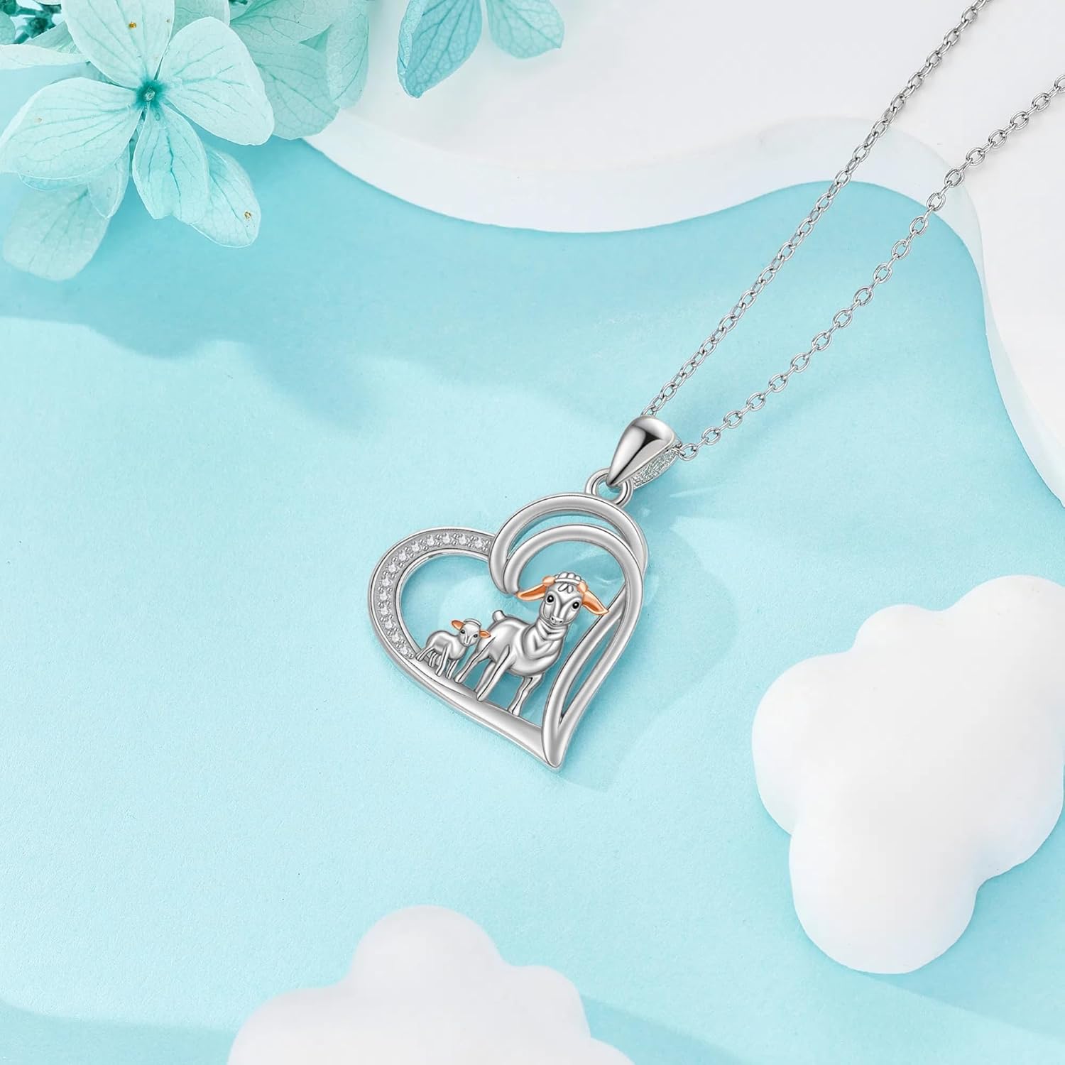 MONGAS Goat Necklace 925 Sterling Silver Goat Pendant Necklace Heart Animal Jewelry Gifts for Women Mom - Image 5