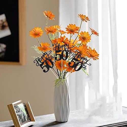 Vista 7 de Rsstarxi Paquete de 12 palitos de centro de mesa de cumpleaños número 50 para decoración de mesa de cumpleaños 50 para hombre, decoración de mesa