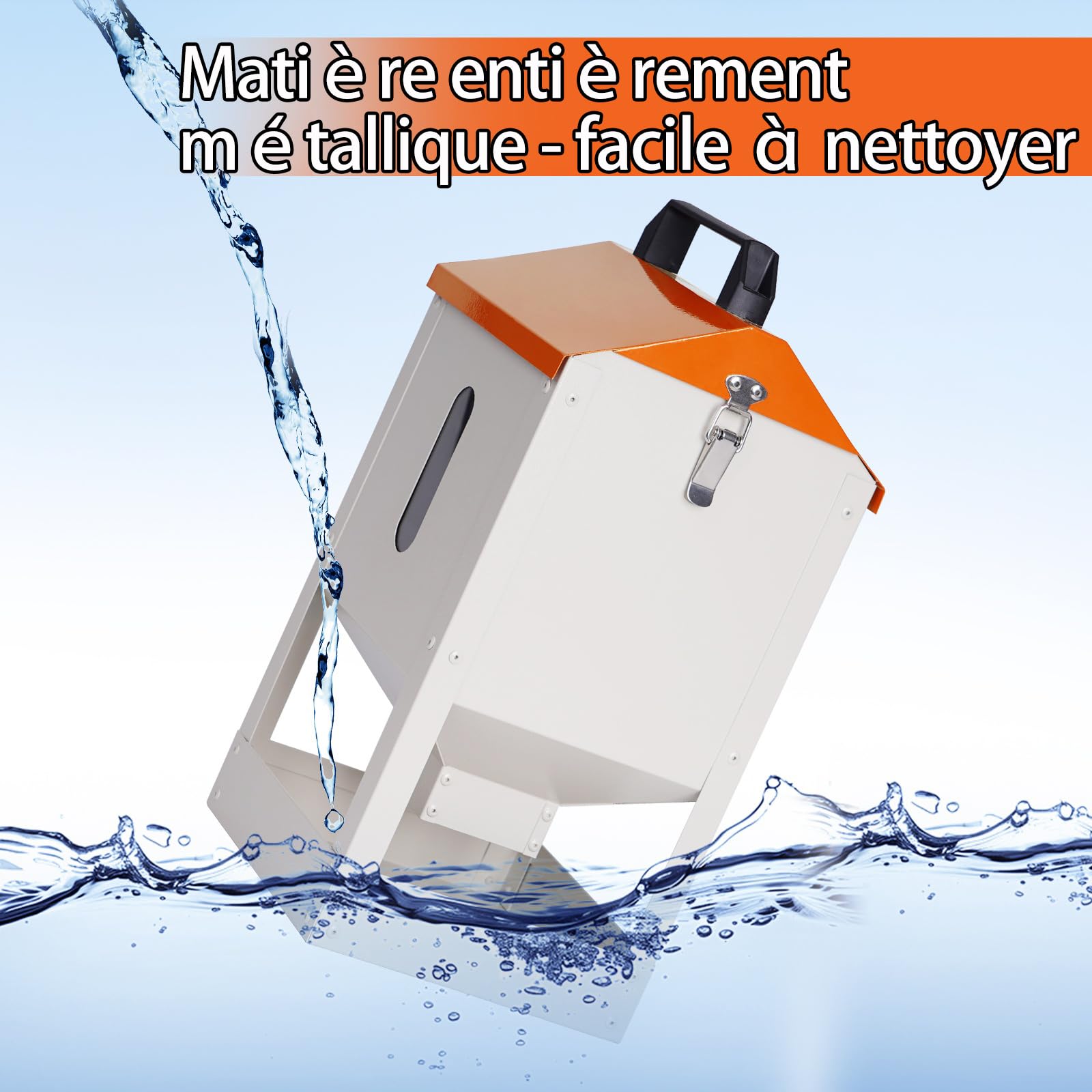 8KG Mangeoire Pour Poules Metal, Distributeur Automatique Graines Poules, Avec Couvercle Et Poignée, Distributeur D’Aliments Pour Volaille Pour Poulets, Canards, Oiseaux