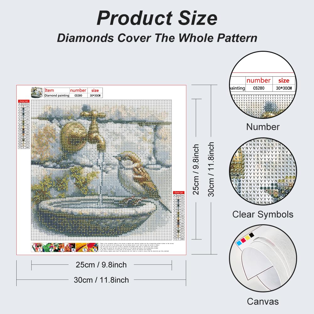 Acudotr Bird Diamond Painting Kits for Adults 5D DIY Diamond Art Kits for Beginners Full Drill Diamond Painting Kits for Home Wall Decor 12x12 Inch - Image 2