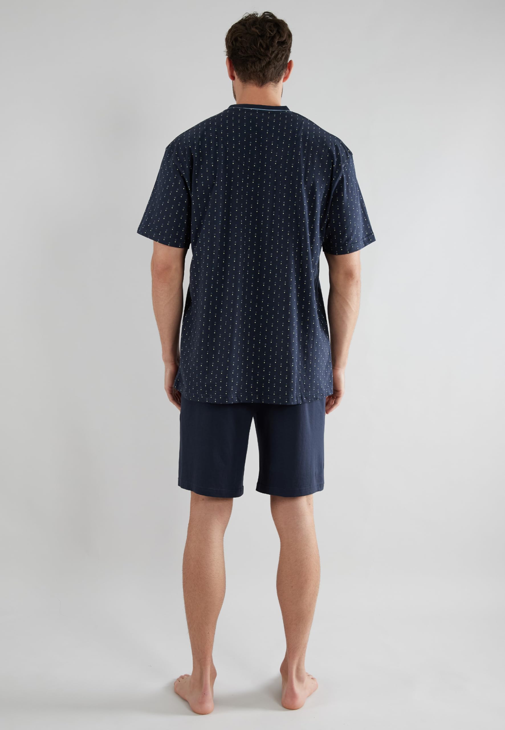 Götzburg Herren Shorty, kurzarm, Baumwolle Single Jersey, blau bedruckt