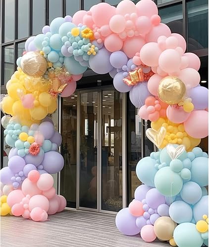 Miniatura 4 de Kit de arco de guirnalda de globos pastel de 412 piezas de 18, 12, 10 y 5 pulgadas, diferentes tamaños, colores macarrones, globos de látex
