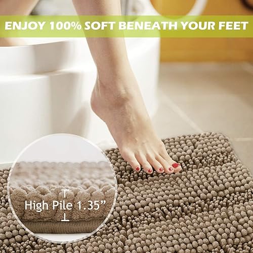 Miniatura 3 de KGORGE Juego de alfombras de baño grandes, tapete de baño súper suave, antideslizante, lavable, absorbente, de microfibra, felpilla para decoración