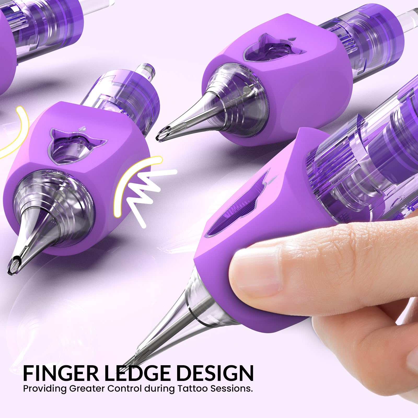 Wormhole Tattoo Needles, 50pcs Mixed Sizes Disposable Finger Ledge Cartridge Needles #12 Standard 3RL 5RL 7RL 9RL 11RL Round Liner - Image 2