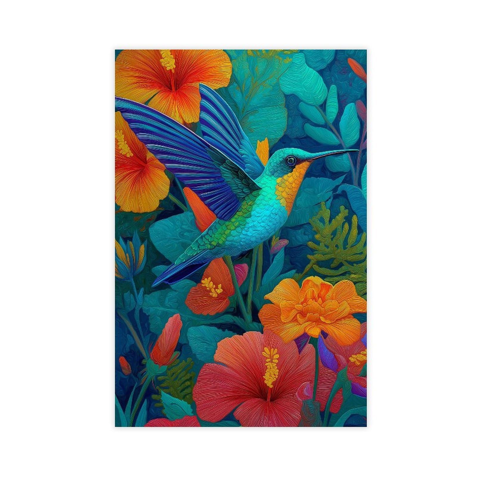 Mrycq Unframe-Style Tropical Hummingbird Poster Canvas Poster For Home Decor Gift