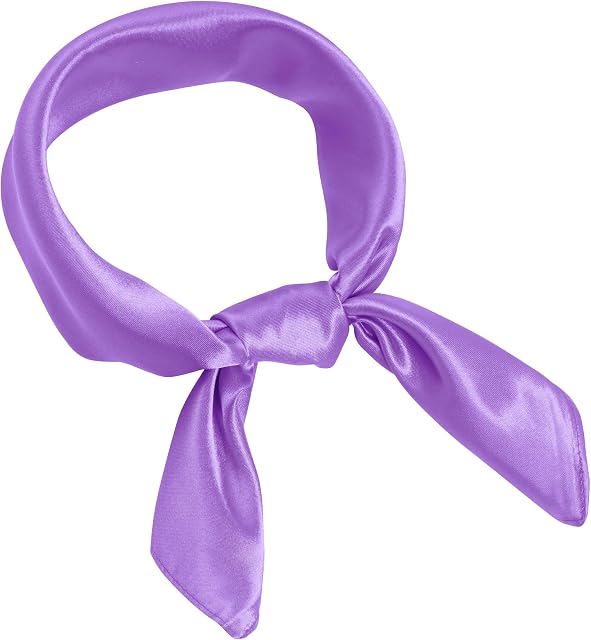 Pistha Chiffon Square Ribbon Neck Scarf Satin Handkerchief for Halloween Retro Women Girls Costume Accessory