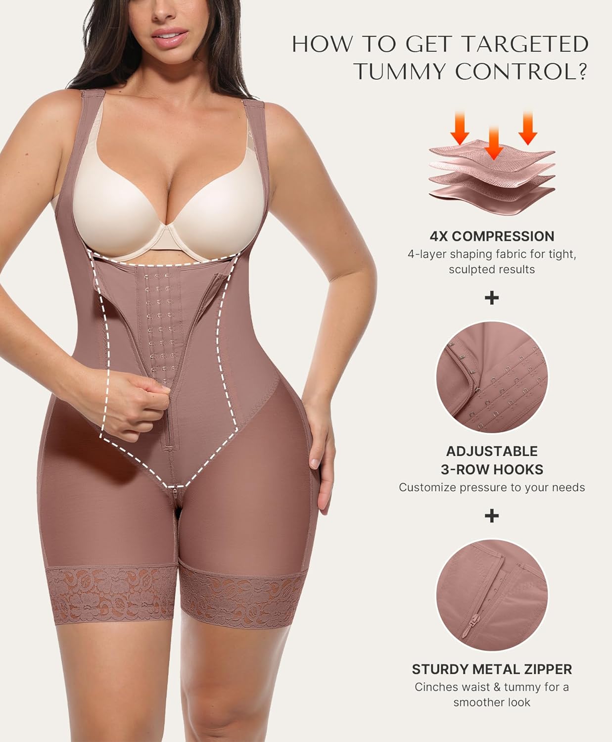 SHAPELLX Tummy Control Shapewear for Women Postpartum Full Body Shaper Butt Lifter Compression Garment Fajas Colombianas - Image 3