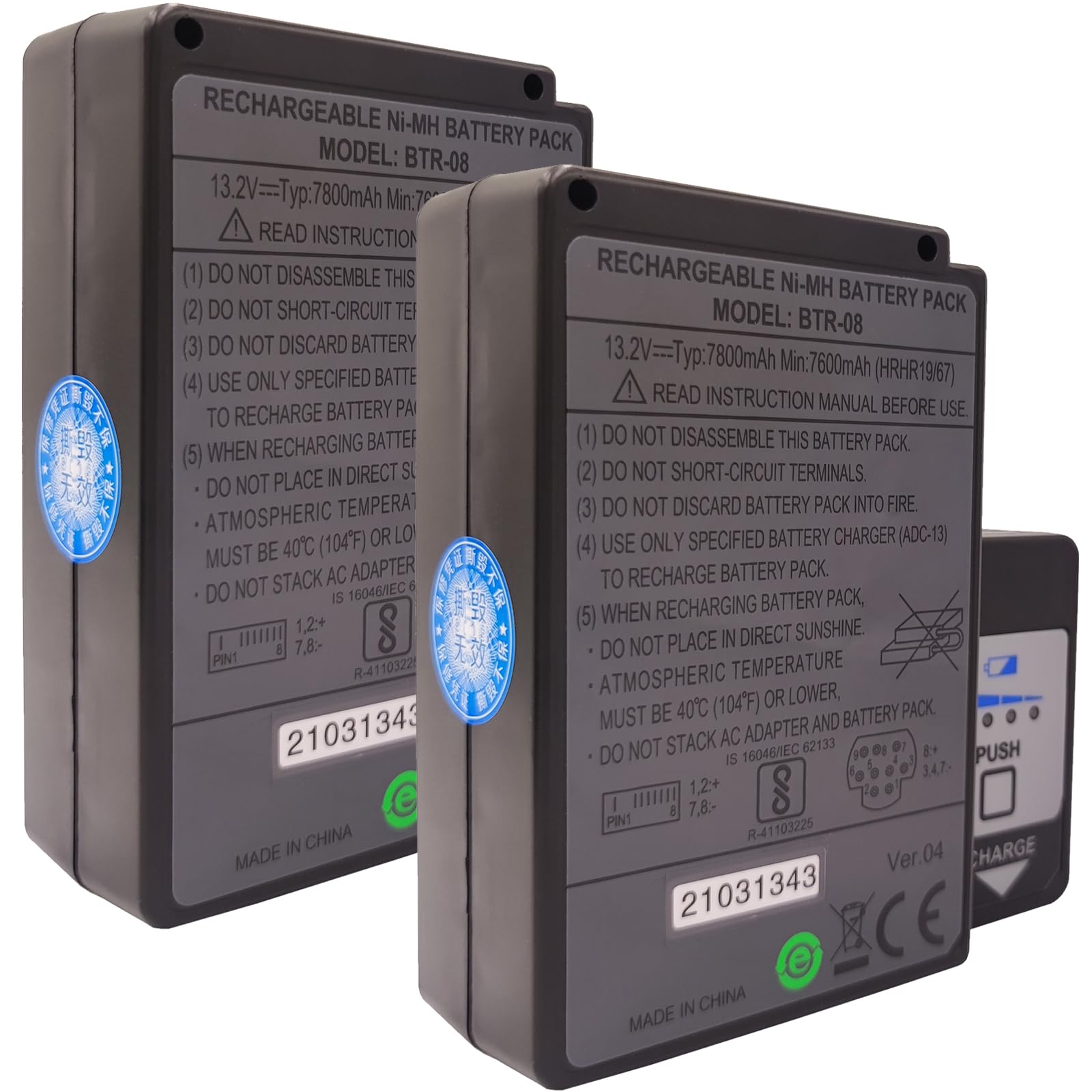 (2 Pieces) 13.2V 7800mAh BTR-08 Battery Pack with Charger for BTR 08 Fujikura Fusion Splicer FSM-60S 18S 60R