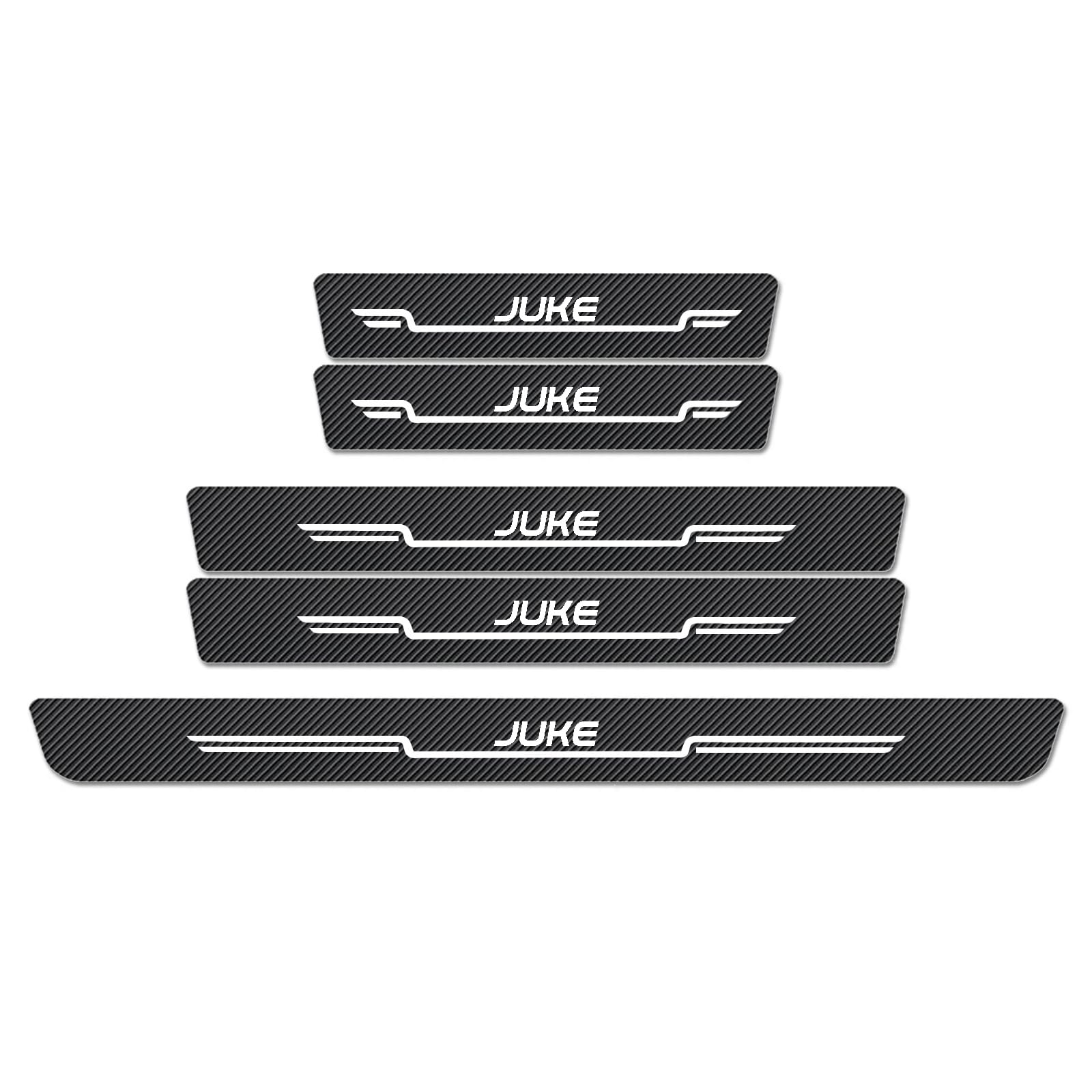WXH97F Car Door Sill Protector Scuff Plates for Nissan Juke 2010-2017, Carbon Fibre Effect Door Step Guard, Rear Boot Bumper Strip, Self-Adhesive Anti-Scratch Protection Sticker