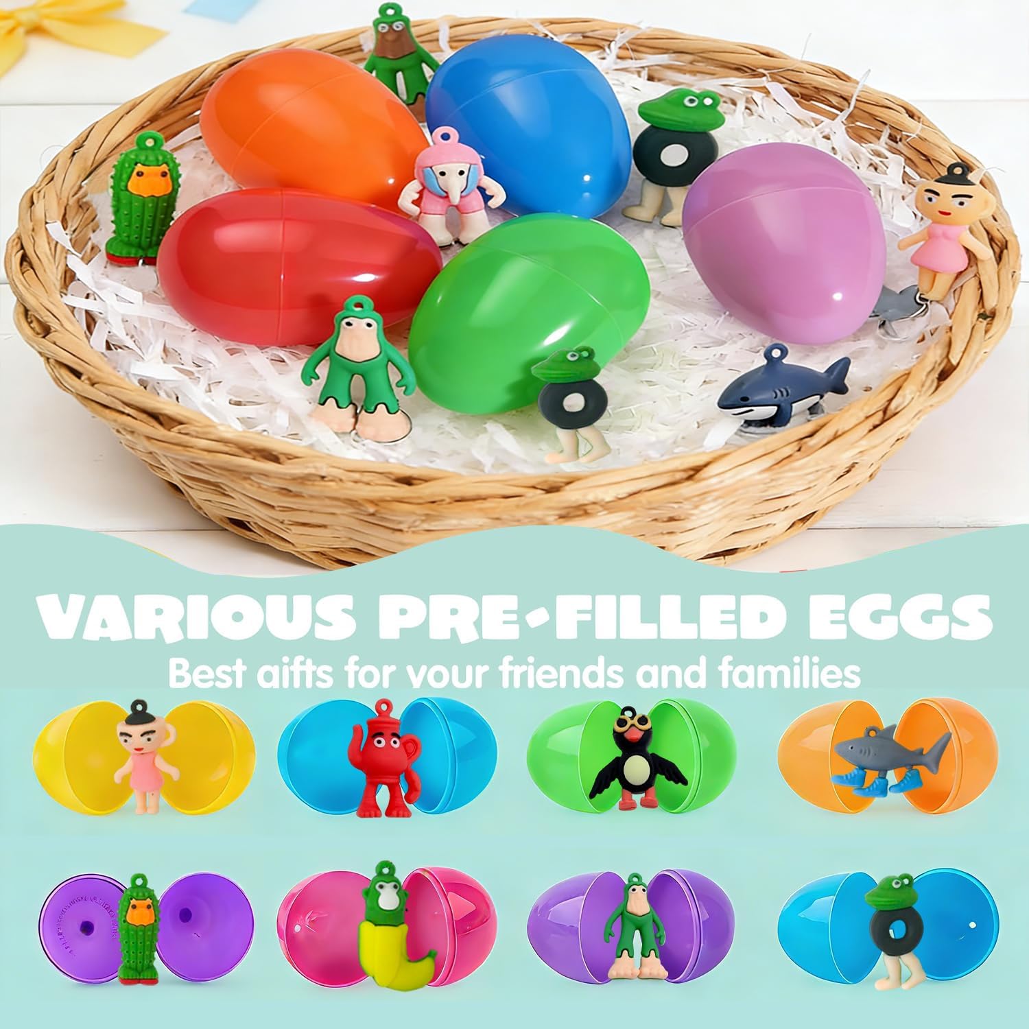 24 Pcs Prefilled Themed Eggs with 24 Italian Brainrot Figures, Collectible Set for Desk Decor, Fan Trading, Gifting