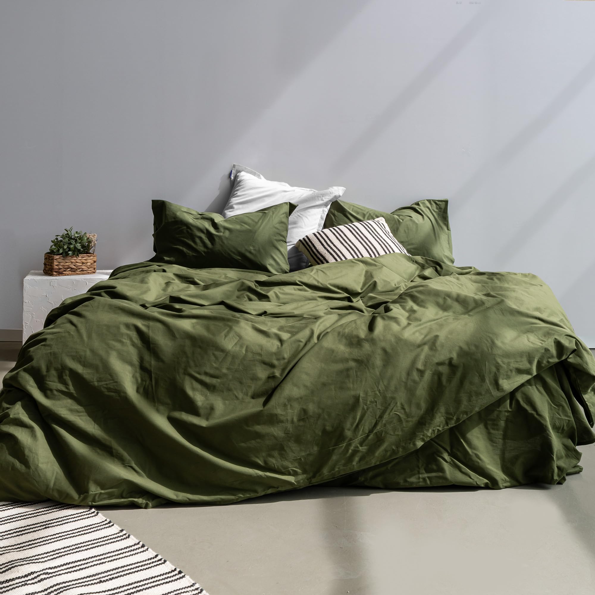 Funda nórdica verde oliva 260x240 cm para cama de 180 o 200 AlexandreHouse