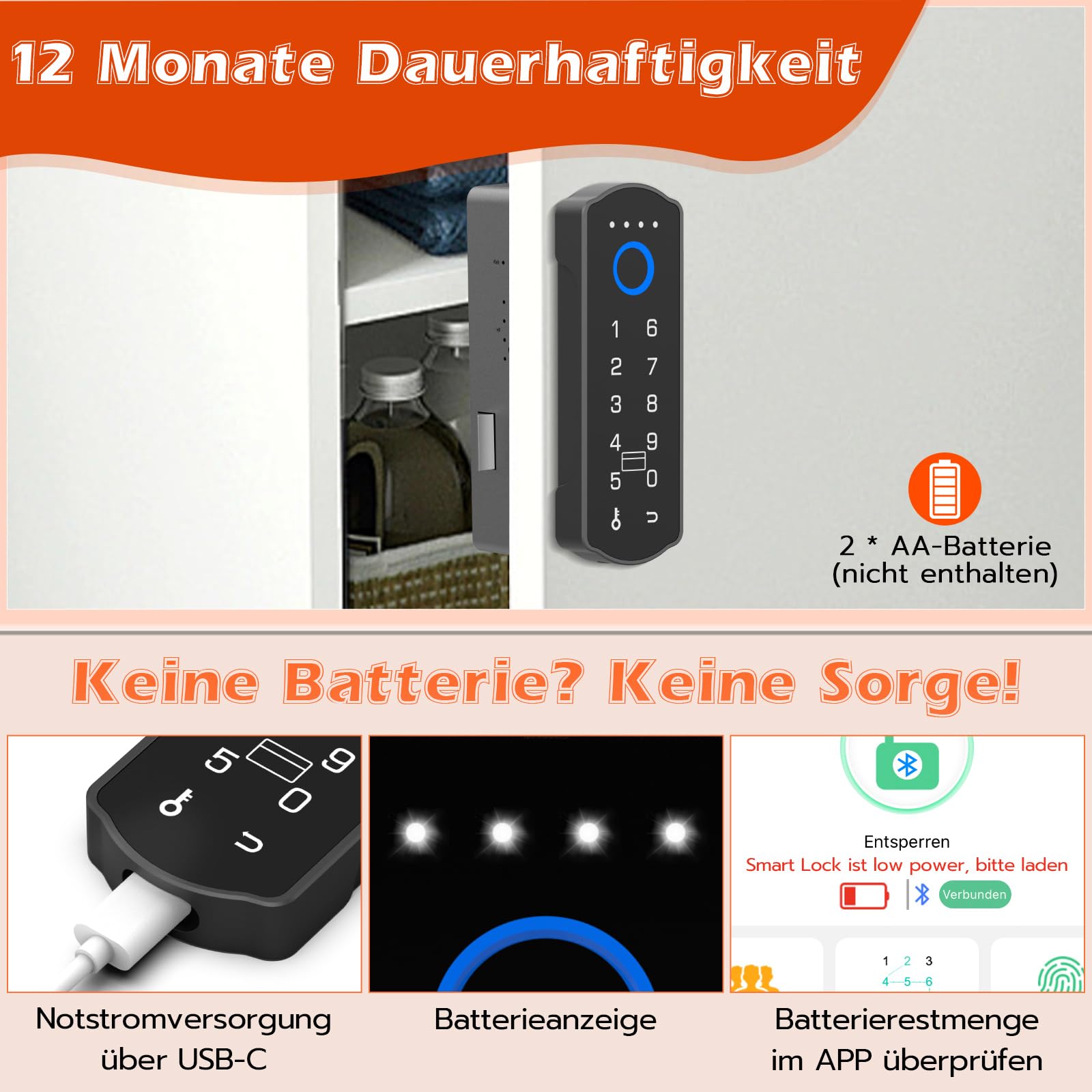 Anweller Serrure de tiroir, électronique, serrure de meuble avec application NFC pour boîte aux lettres, sécurité enfant pour armoire, tiroir, boîte, boîte aux lettres, casiers, etc