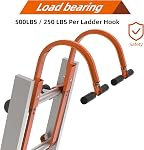 2 Pack Ladder Roof Hook with Wheel Heavy Duty Steel Ladder Stabilizer, Roof Ridge Extension, Rubber Grip T-Bar for Damage Prevention, 500 lbs Weight Ratin, Fast & Easy to Access Steep Roofs(Patent)