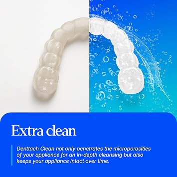 DENTTACH Clean Retainer Cleaner Tablets, Proprietary DEEP CLEANSER Formula Cleans Beneath the Surface, Removes Fog and Stains, Compatible with Invisalign, Retainers, Dentures, Aligners, Mouth Guard