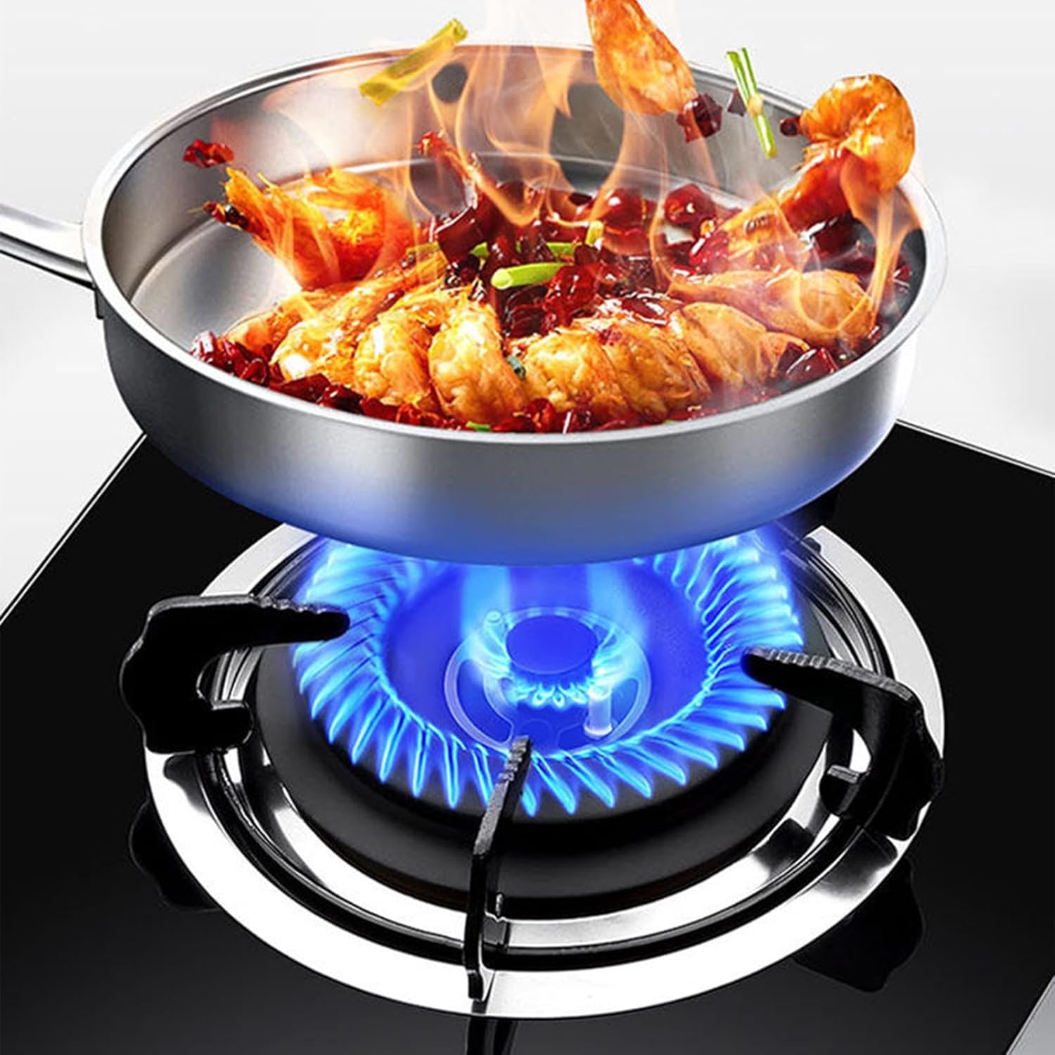 43cm Gas Cooker 1 Burner,4.5kw Fire Ring LPG/Natural Stove,Tempered Glass Cast Iron Pot Rack,with Flame Failure Protection,for Camping Home(NG)
