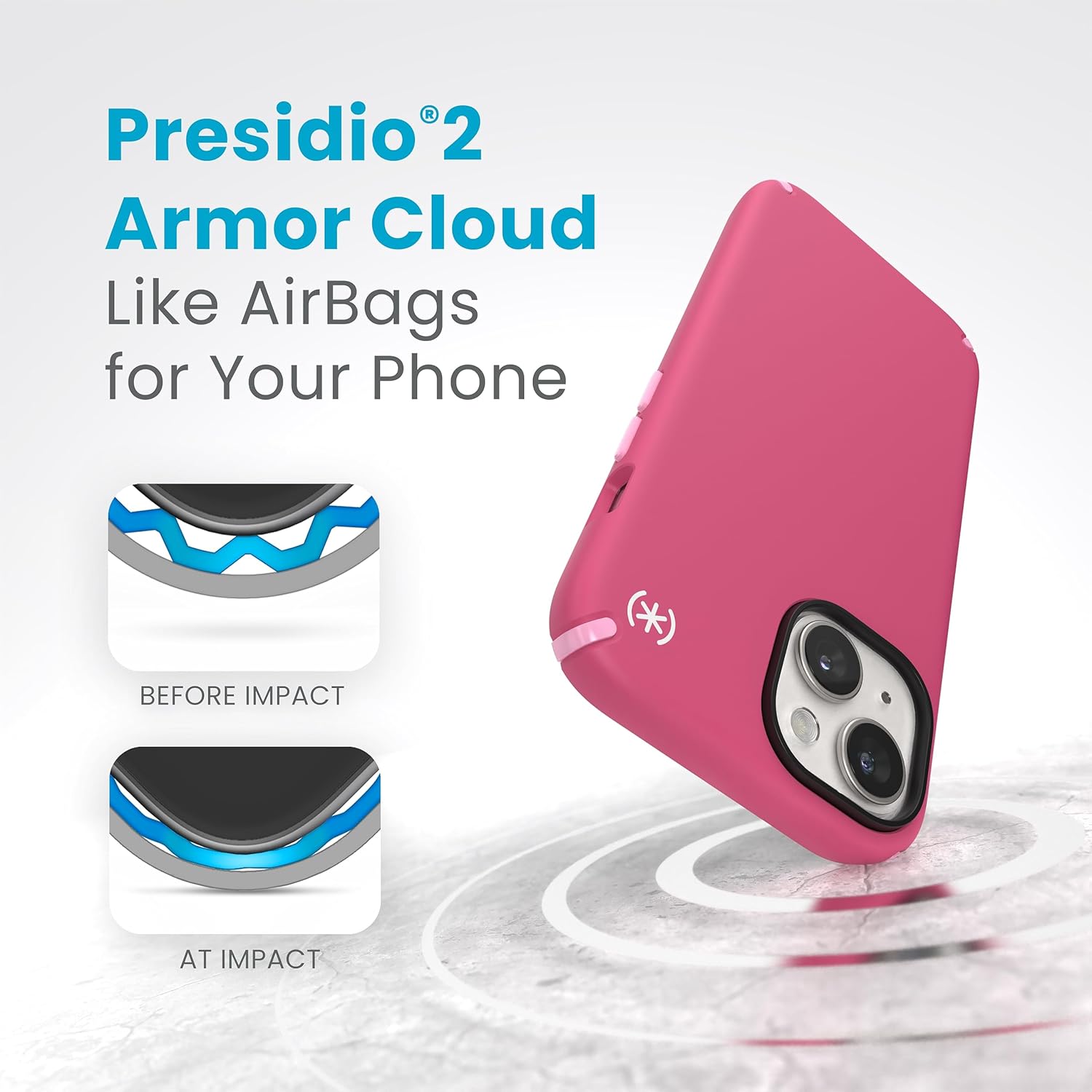 Speck Presidio2 Pro Blossom Pink/White - MagSafe Compatible iPhone 15 Case - 6.1 inch