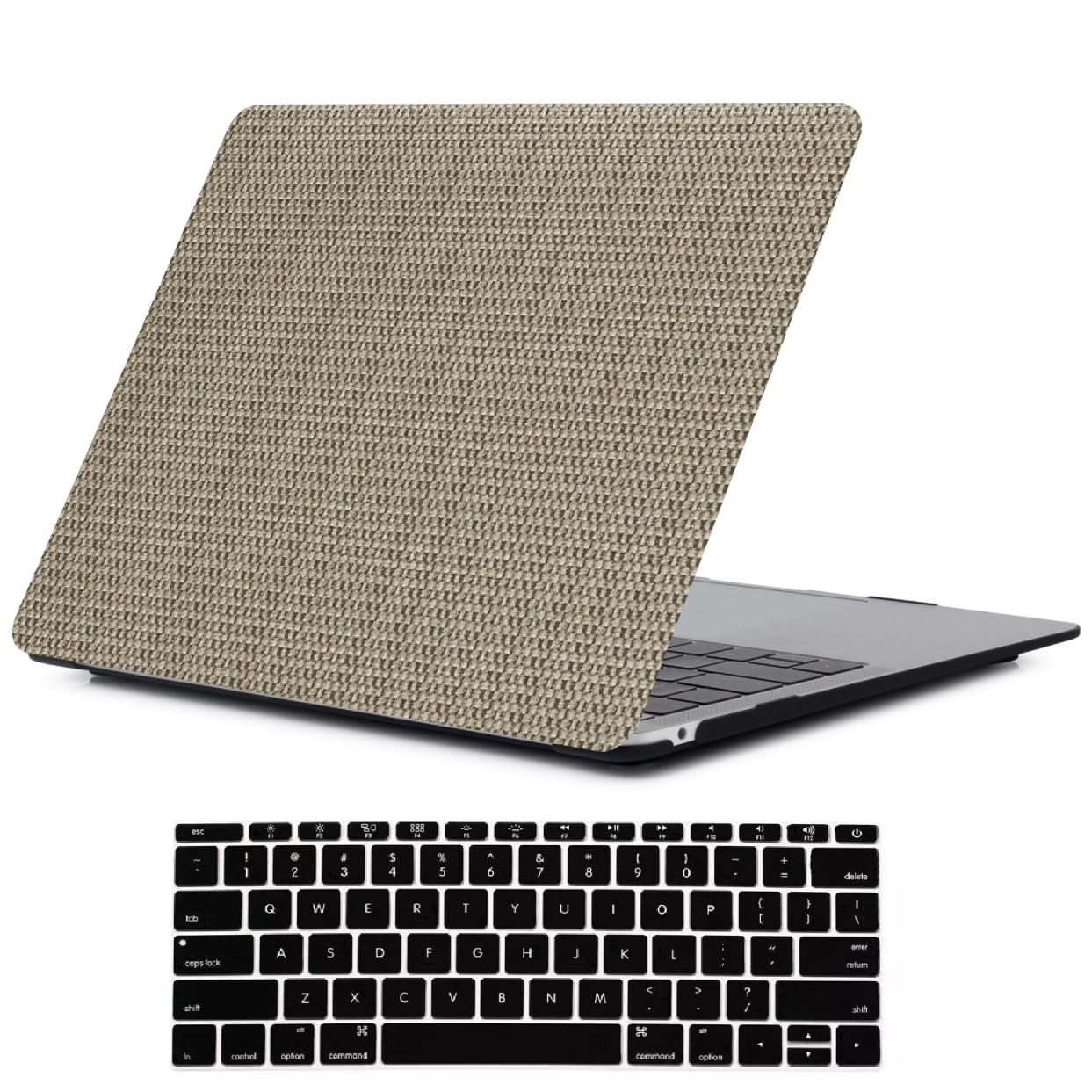Cover Rigida Compatibile con MacBook Pro 14 Pollici 2023-2021 Modello M3 A2992 A2918 M2 A2779 M1 A2442 con Touch ID, Custodia Protettiva Case in Pelle Cover & Copritastiera, Paglia kaki