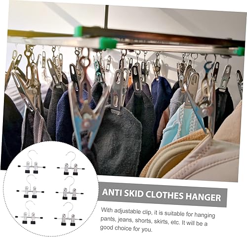 Miniatura 5 de HOMSFOU 20pcs pinzas para pantalones de prensa perchas de metal ajustable multifunción pantalones de metal clip pantalones de acero inoxidable