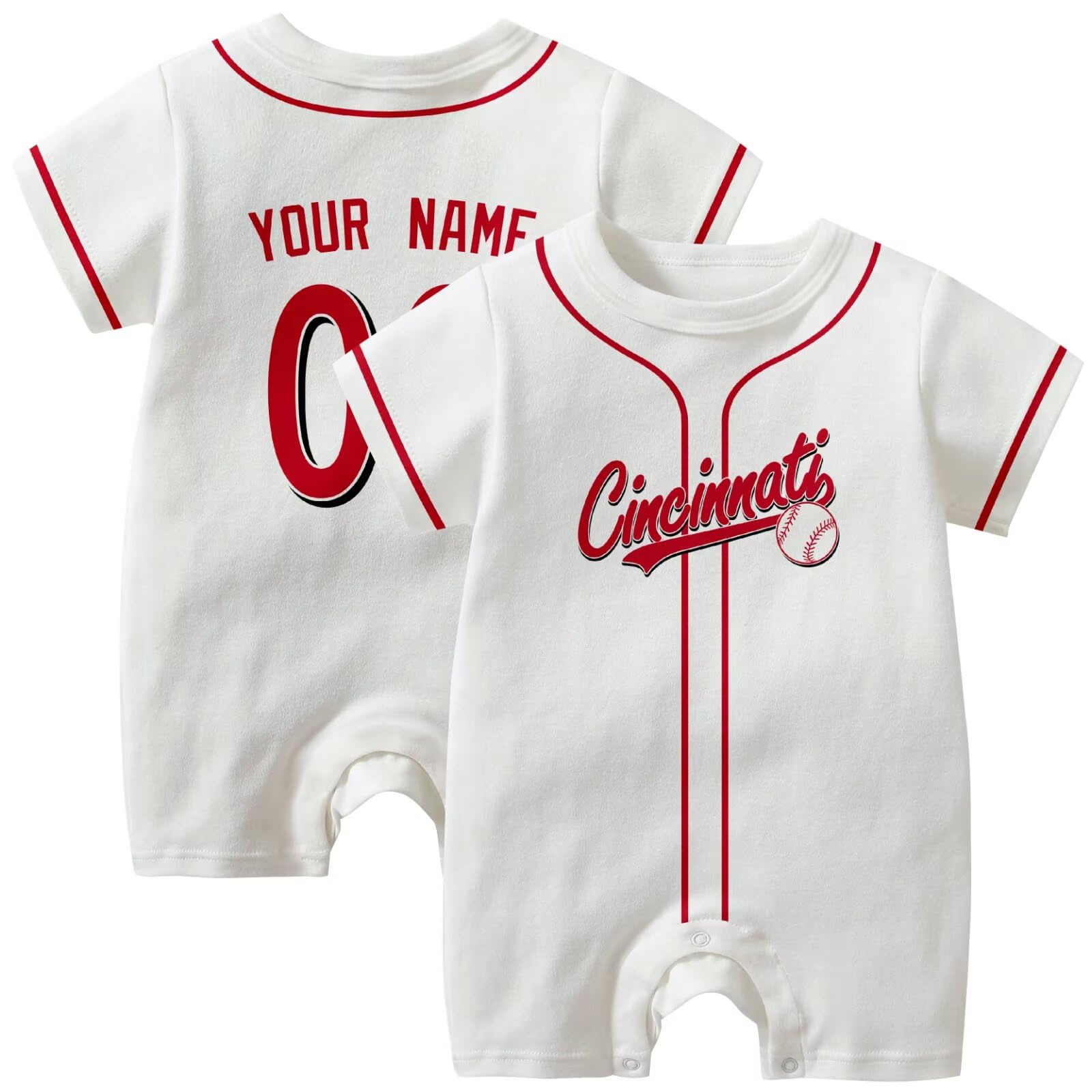 KREDE Baby Clothes Unisex White Bodysuit Rompers Custom Name Number for Baby Boys