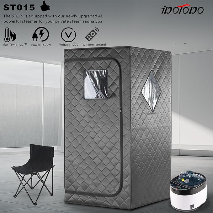 Sauna Portátil Vapor 1500W 4L Control Remoto Silla Plegable miniatura 4