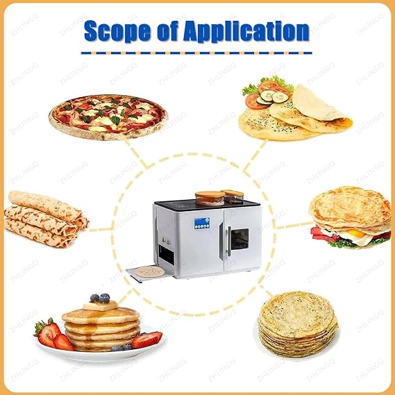 Roti Maker Electric Indian, Automatic Pancake Maker Machine, Roti Maker Machine Fully Automatic, Multi-Functional Dough Press for Home & Commercial Use, One Key to Make 20 Pcs/One Time