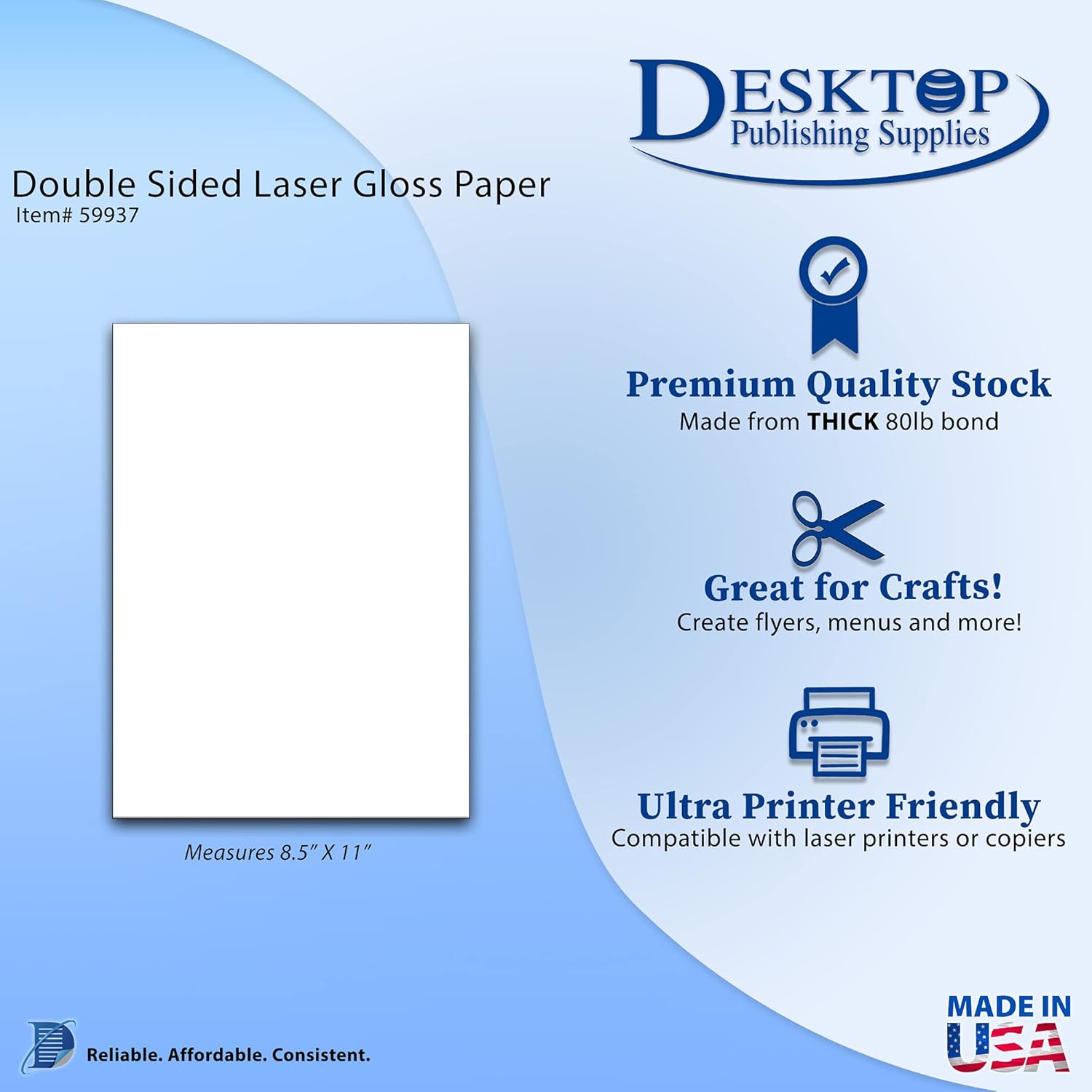 Heavyweight Laser Gloss Cardstock (Double Sided Gloss) - 50 Sheets - 2 Sided Glossy Printer Paper