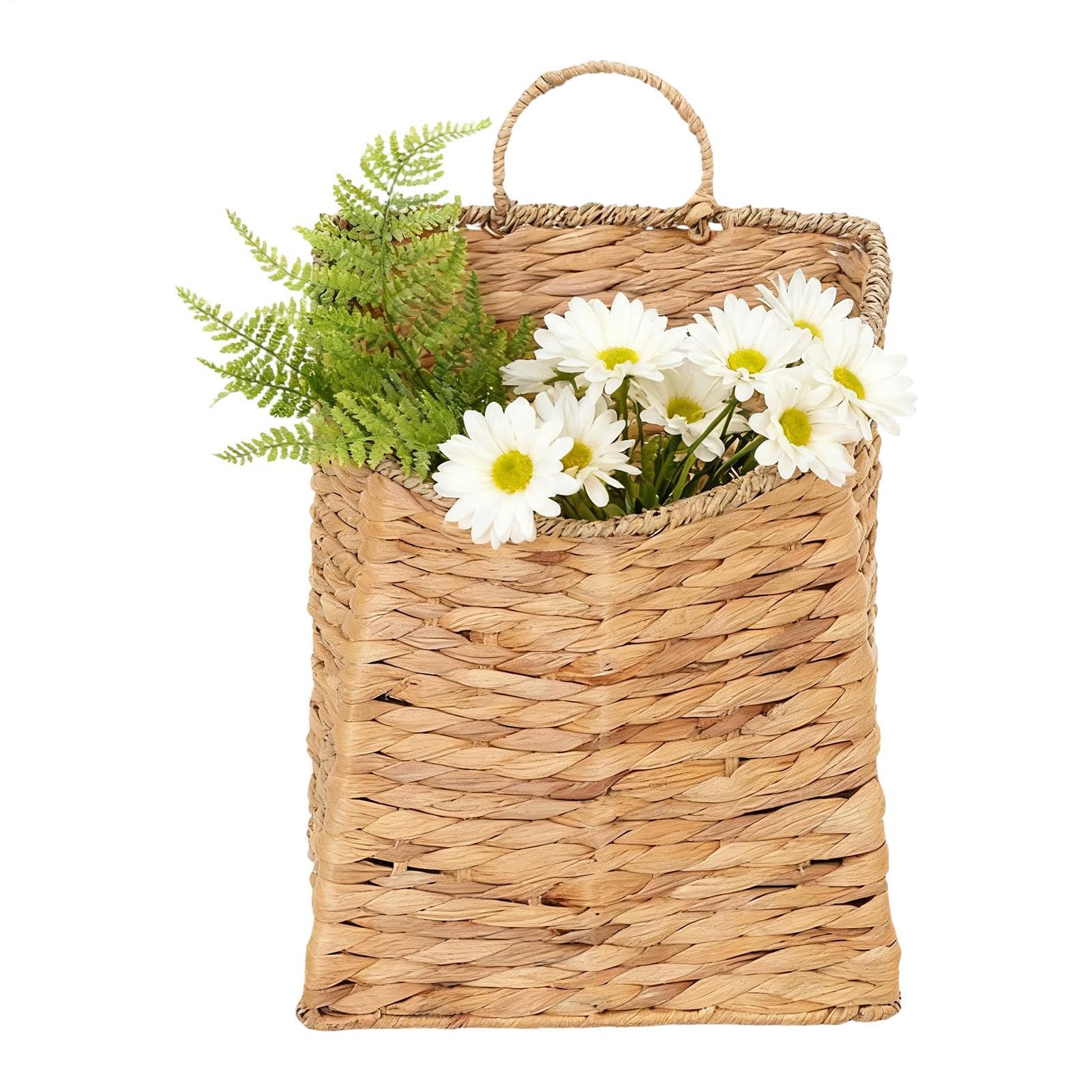 Cesta de pared para plantas y organizador de rattán para comedor, cocina y sala de estar
