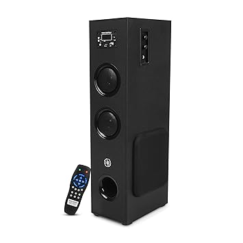 Tower Speaker with Bluetooth, USB, 120W RMS, Dual 3 Inch Speakers, 5.25 Inch Woofer, LED Display, Remote Control, Black Color