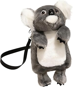 JIAHG Women Girls Animal Plush Crossbody Bag Cute Tiger Leopard Koala Stuffed Backpack Adjustable Novelty Zipper Shoulder Bag