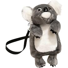 JIAHG Women Girls Animal Plush Crossbody Bag Cute Tiger Leopard Koala Stuffed Backpack Adjustable Novelty Zipper Shoulder Bag