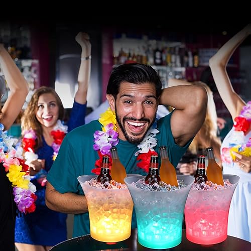 Miniatura 6 de 12 cubos de hielo LED a granel con cuchara y clip 5 L de luz LED cubo de hielo que cambia de color cubo de hielo de acrílico transparente champán