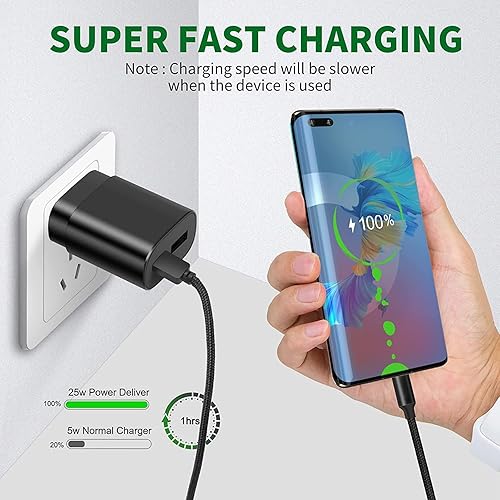 Miniatura 9 de Cargador súper rápido tipo C, cargador de pared USB C de 25 W, bloque de carga rápida de doble puerto para Samsung Galaxy S22S22