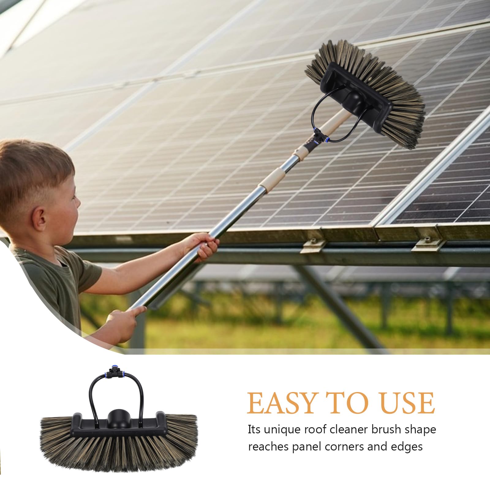 Cabezal de Cepillo de Limpieza para Paneles Solares, Accesorio Alimentado por Agua, Diseño No Abrasivo, Recambio para Herramienta de Limpieza de Techos y Ventanas, Uso
