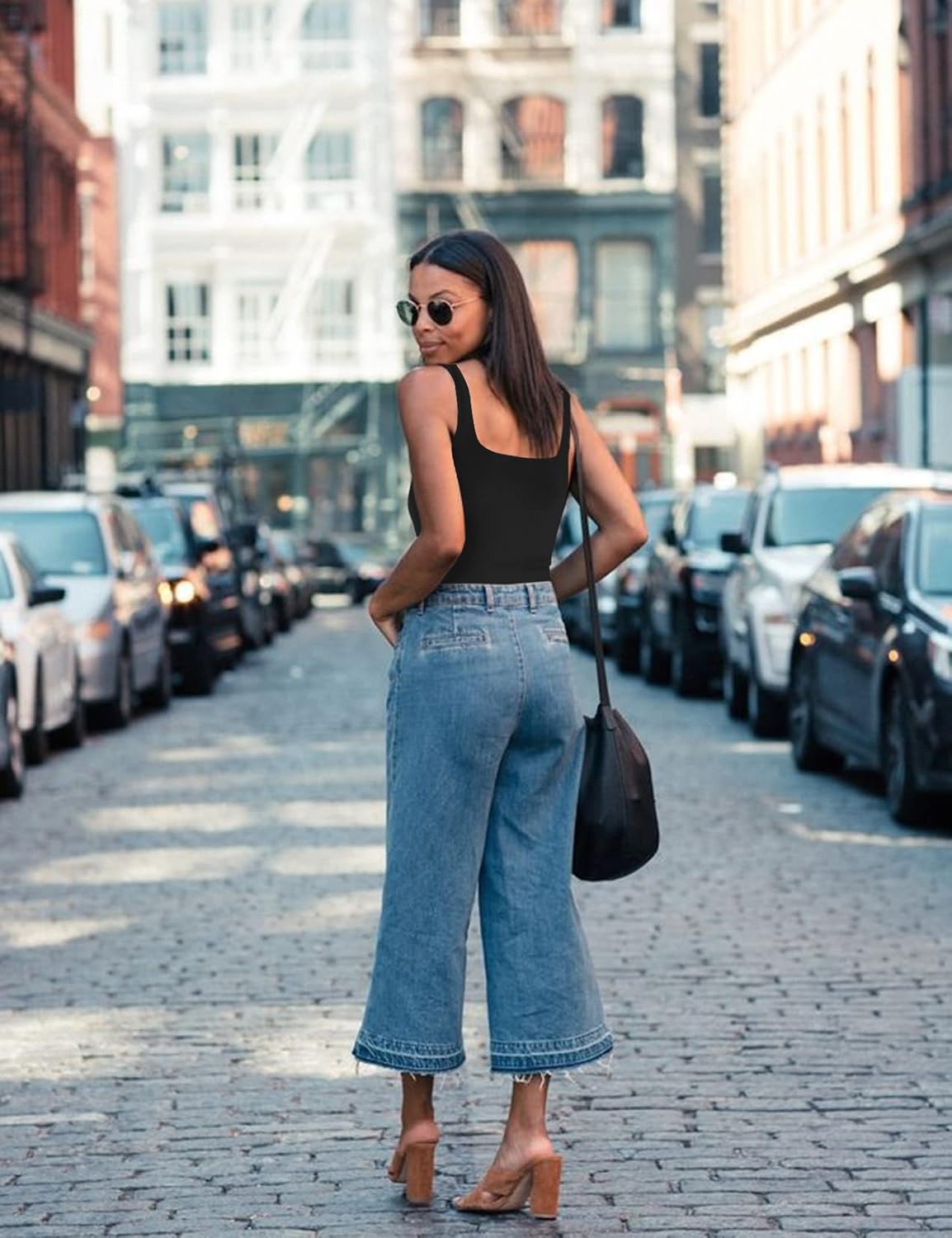 Chunpin Women's Square Neck Sleeveless Bodysuit Tank Top Body Suits Thong Bodysuits Outfits - Image 5