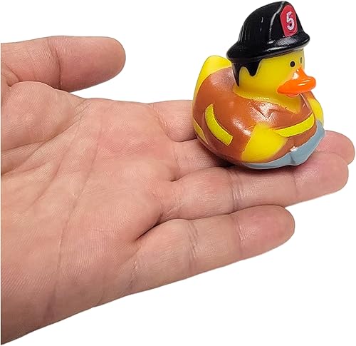 Miniatura 4 de Patos de goma geniales de bombero (2 pulgadas) tamaño estándar. (paquete de 12) lindos juguetes de piscina de pato para bañera (patos de goma de