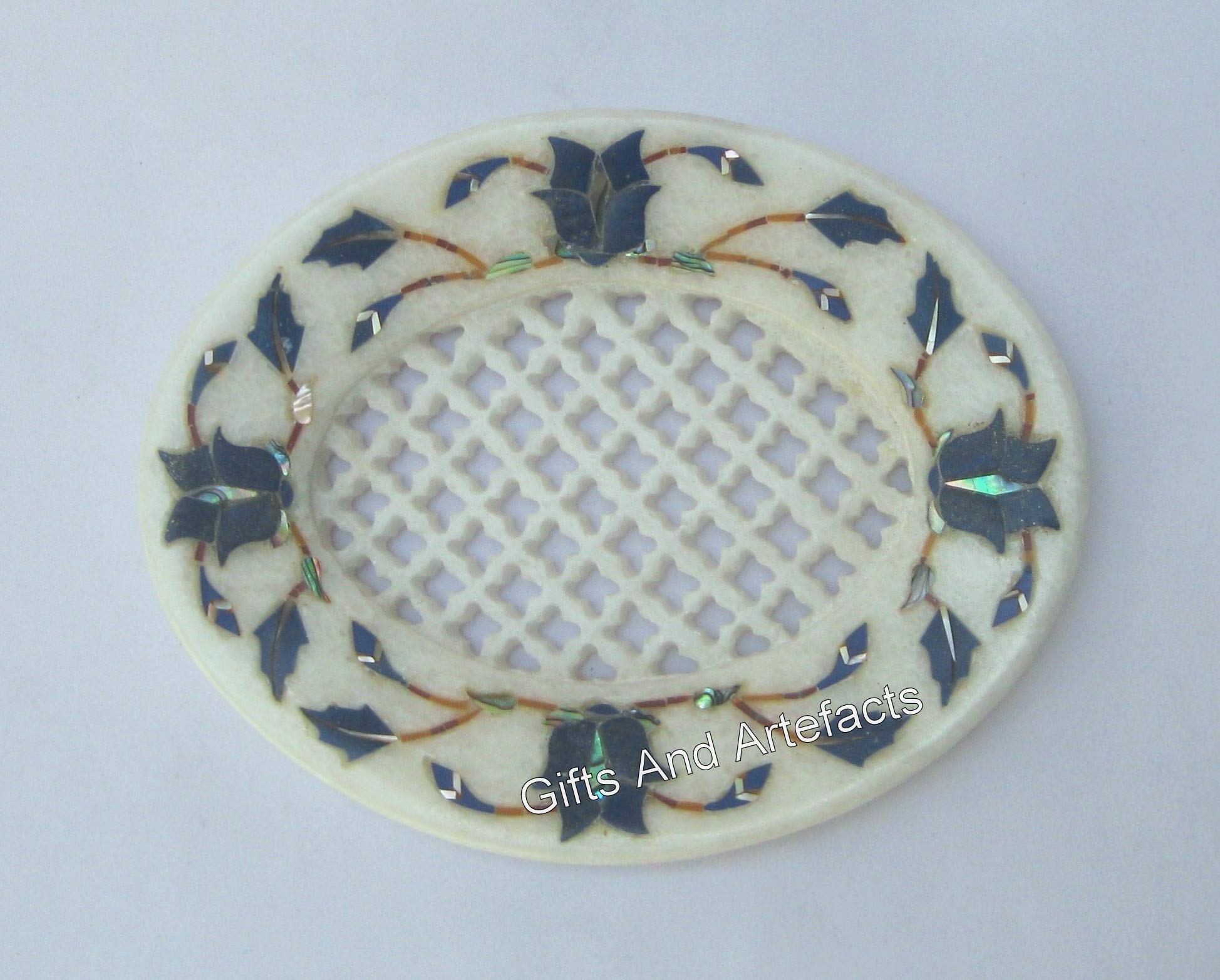 Ovale Seifenschale I Küchenschale für Restaurant I 12,7 x 10,2 cm Badezimmer-Seifenschale I Seifenhalter für Zuhause I Lapislazuli-Stein-Seifenhalter I Badezimmerzubehör
