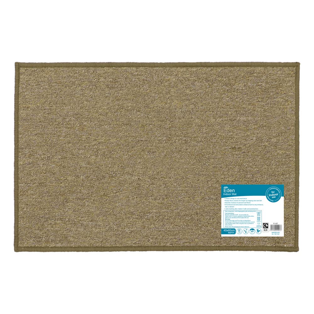 JVLEden Machine Washable Latex Backed Doormat, 40x60cm, Latte