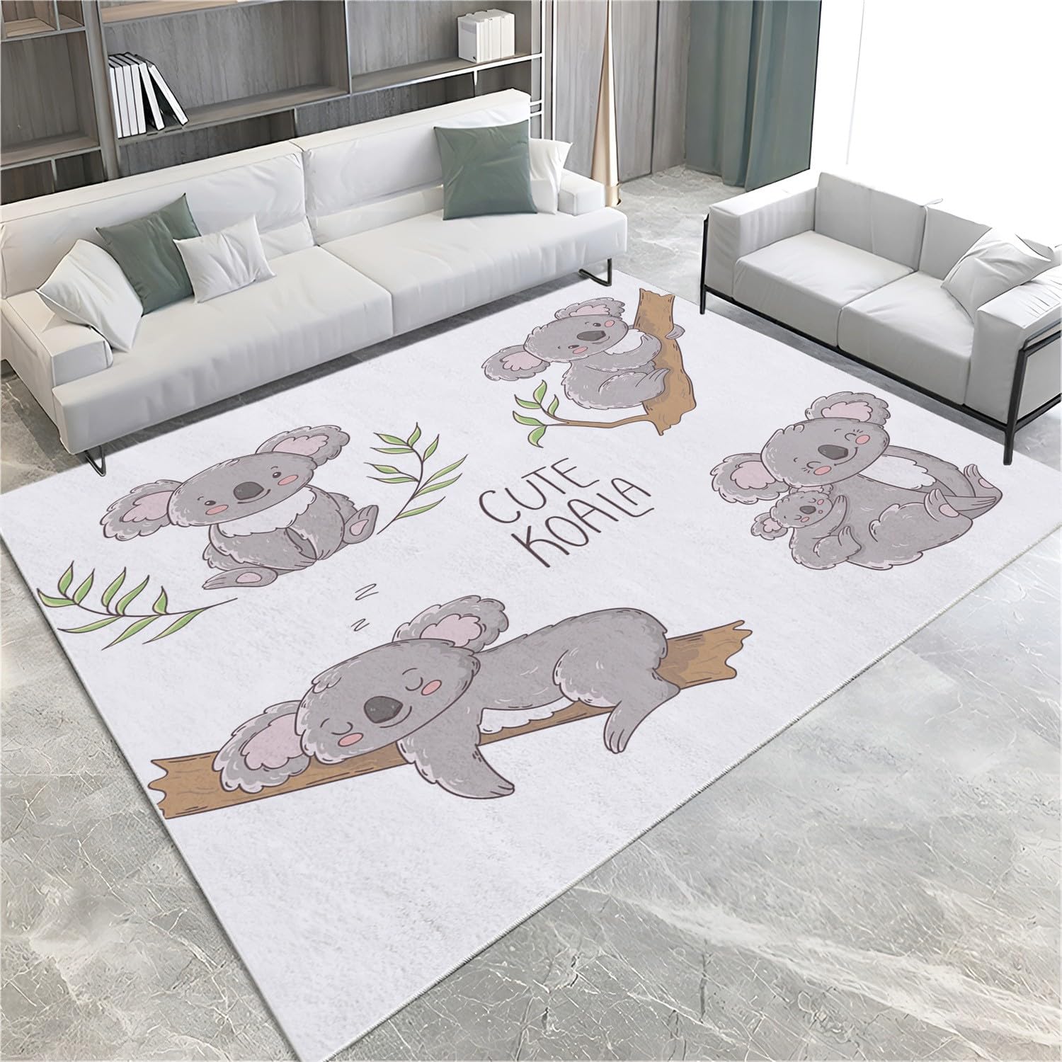 Generic Tapis Salon Dessin animé Animal Koala Chambre Moderne Tapis pour Enfant Chambre, Bébé, Fille et Garçon - Moquette pour Chambre et Salon 120 x 170cm