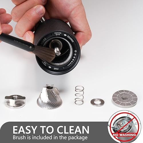 Miniatura 6 de TIMEMORE C3S Pro - Molinillo de café manual CNC de acero inoxidable, capacidad de fresas cónicas de 0.88 oz, ajuste interno ajustable, doble