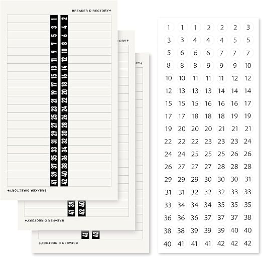 Breaker Panel Labels Electrical Electric Box Sticker Number Directory Load Center Adhesive Waterproof Reusable