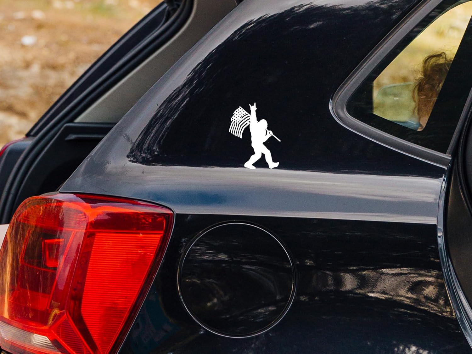 WSQ Sasquatch Bigfoot Rock On American Flag Vinyl Sticker Decal - 5x4 Inches - for Car Truck SUV Van Window Bumper Wall Laptop Tablet Cup Tumbler and Any Smooth Surface - Image 8