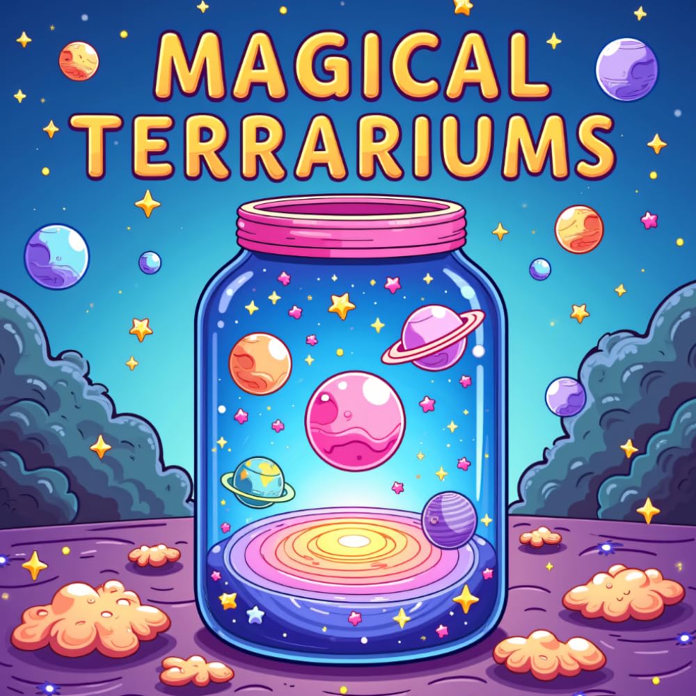 MAGICAL TERRARIUMS: Bold and Easy Coloring Book for Adults and Teens: Simple and Relaxing Miniature Worlds in Jars for Stress Relief
