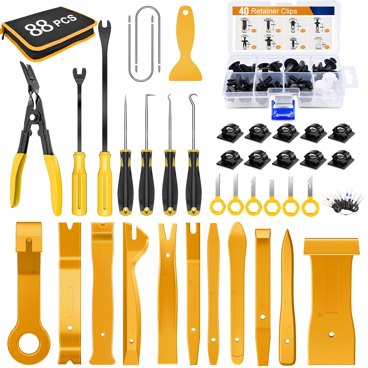 GOOACC 88Pcs Trim Removal Tool Auto Push Pin Bumper Retainer Clip Set