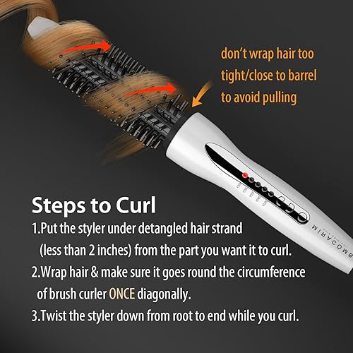 Miniatura 2 de Cepillo alisador de pelo de cerámica turmalina Cool Touch PRO Multi Styler con 5 ajustes de calor, barril de 1 pulgada de apagado automático, blanco