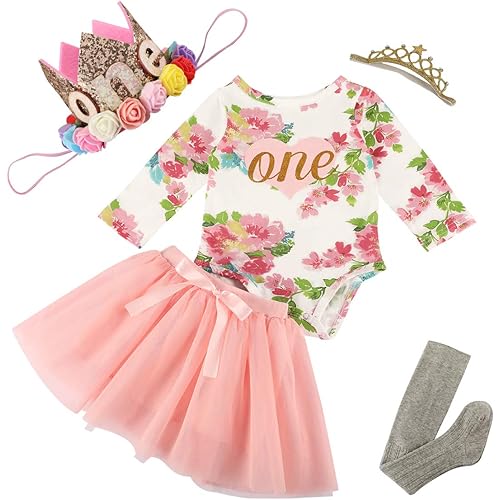 HOSUKKO Princess Half/ First/ 2nd Birthday Outfit Girl (Short Sleeve, 5PCS)