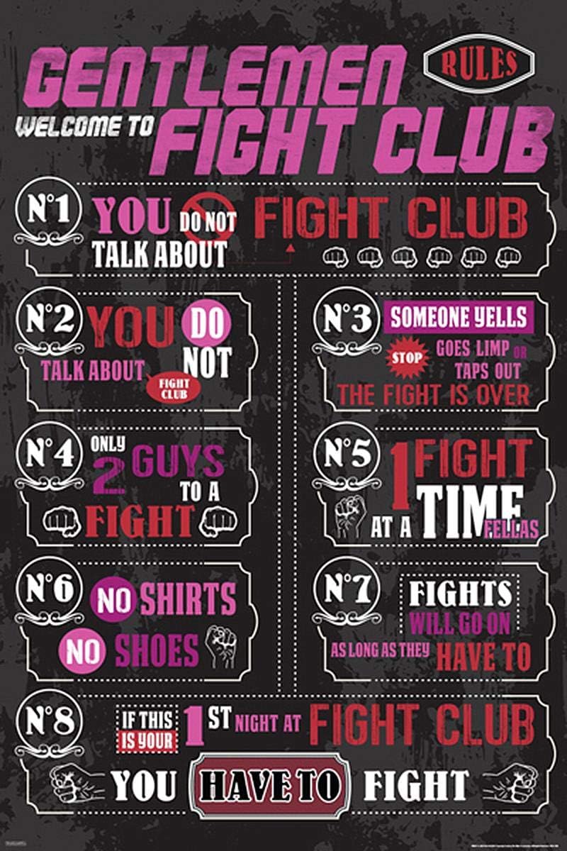 Poster Fight Club Rules Les 8 règles du Fight Club. Amazon.fr Cuisine et Maison