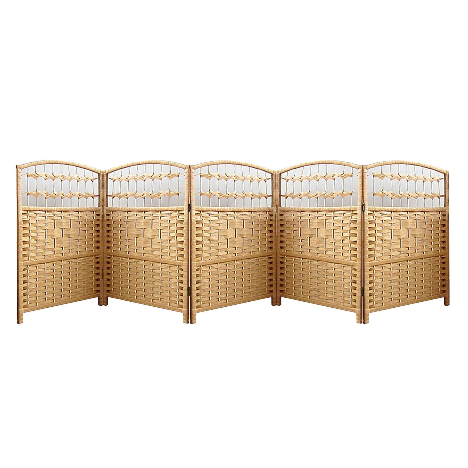 Séparateur de pièce en rotin de qualité supérieure avec 5 panneaux amovibles pour bureau élégant