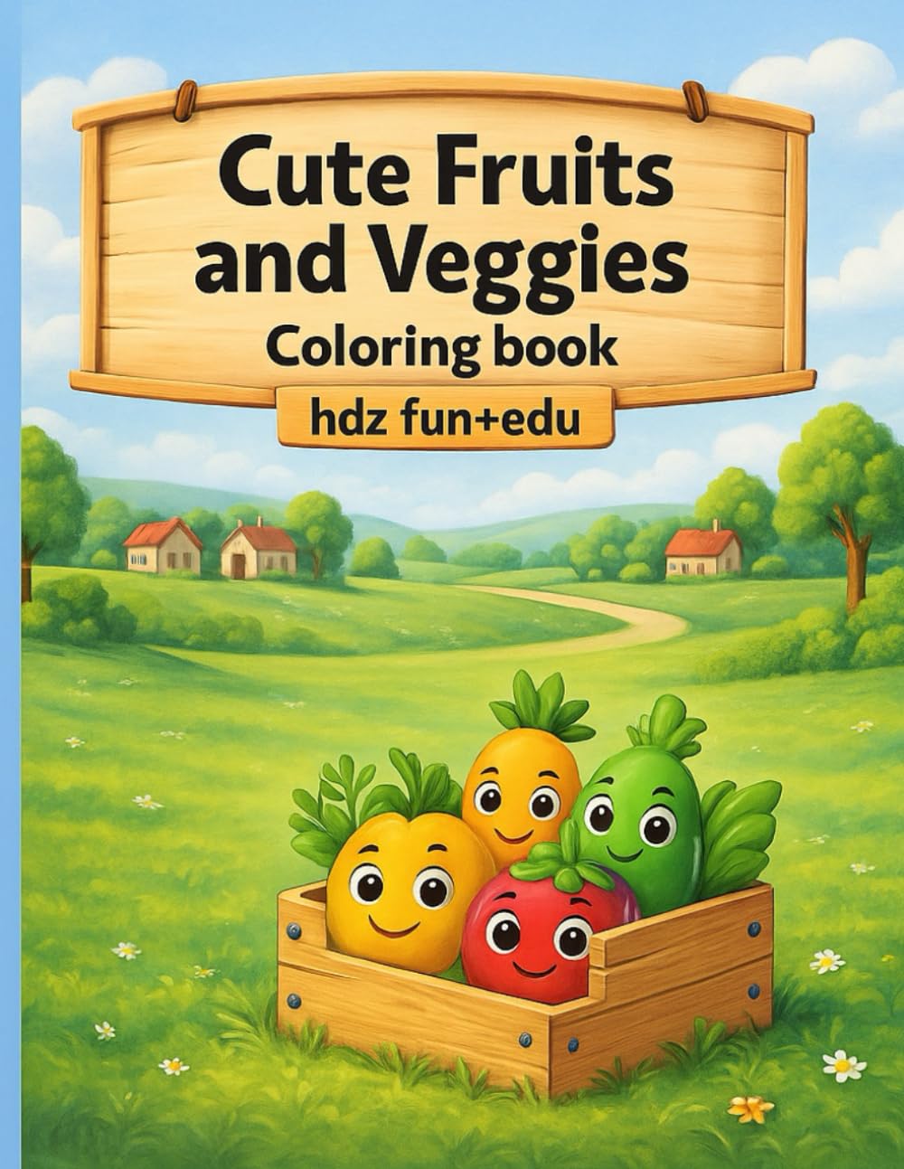 Cute Fruits & Veggies Coloring Book for Kids: A Sweet & Happy Coloring Adventure for Toddlers and Preschoolers