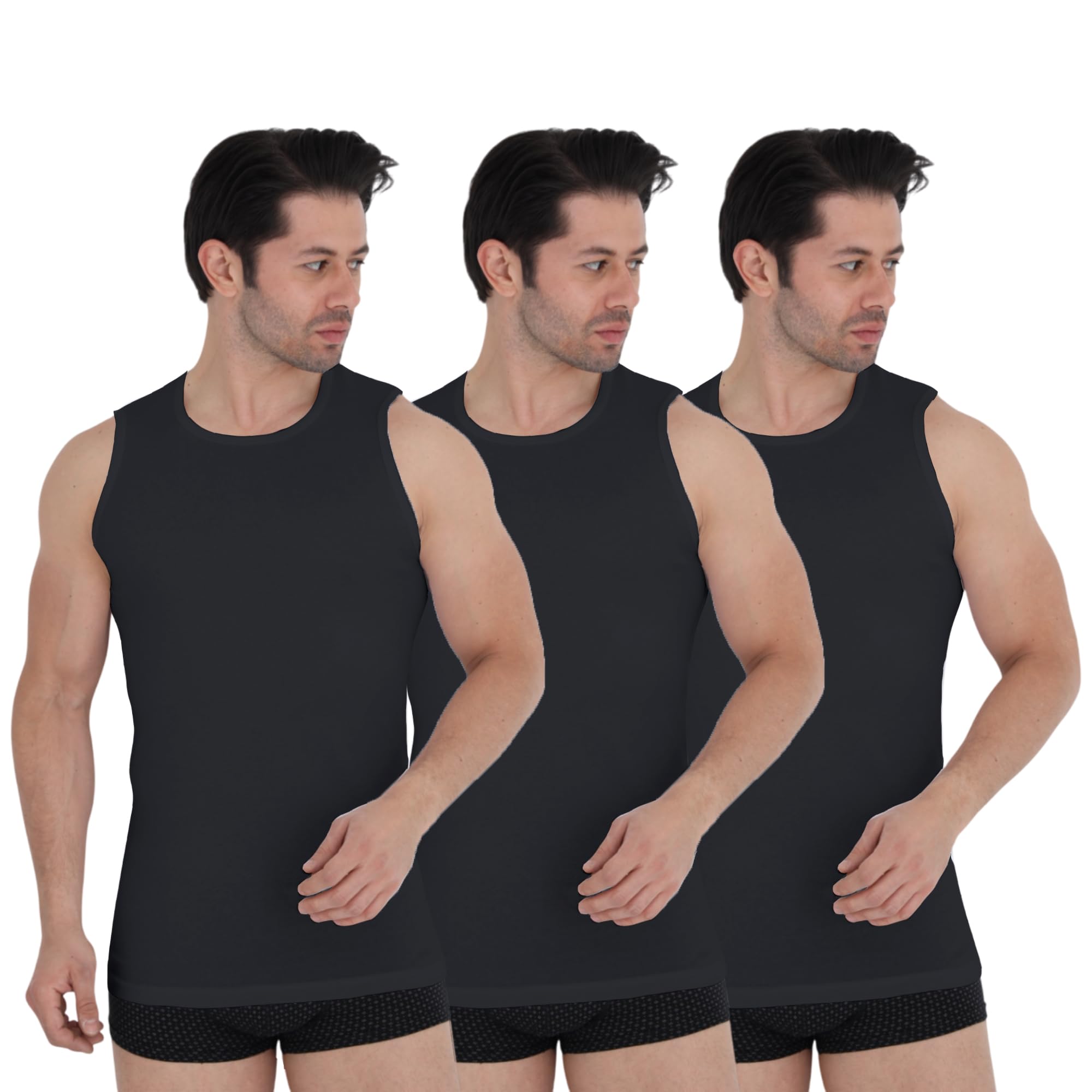 UNDEREA Herren Unterhemd 3er Pack, 100% Baumwolle Tank Top, Atmungsaktive Muskelshirts & Achselshirts, Ärmellos mit Rundhals